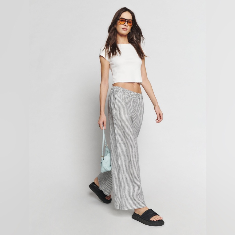 Reformation Ava linen striped pants XS